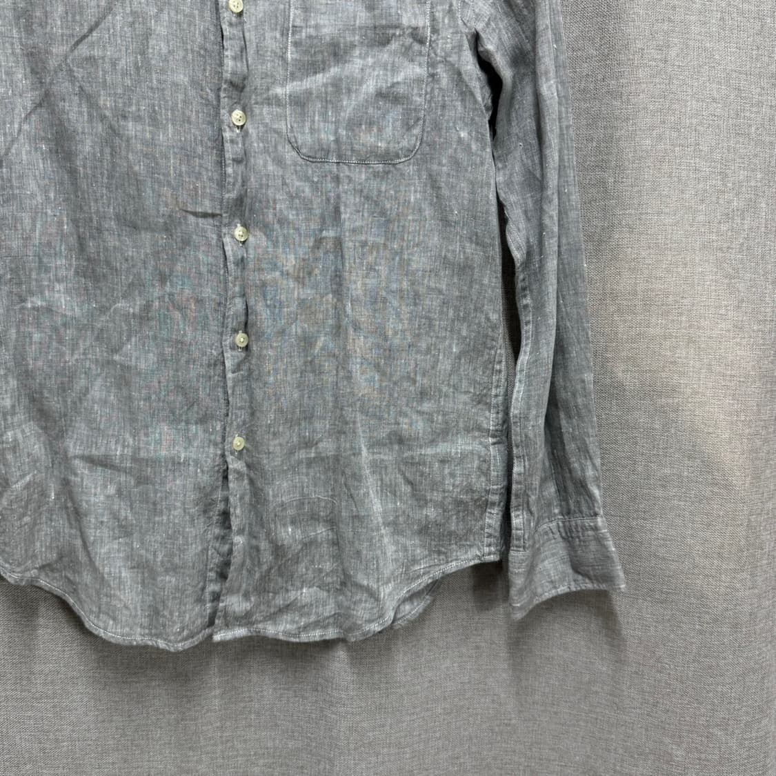 [L] 유니클로 린넨 마 셔츠 남방 그레이 상품이미지4