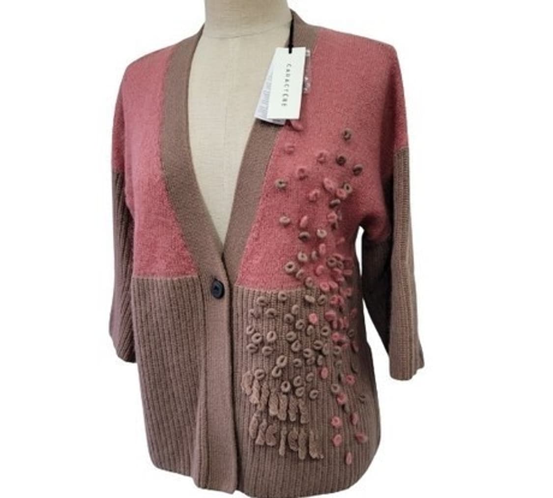 이태리  까라떼레 투톤 캐시미어함유 가디건 7부 M 새상품 상품이미지4