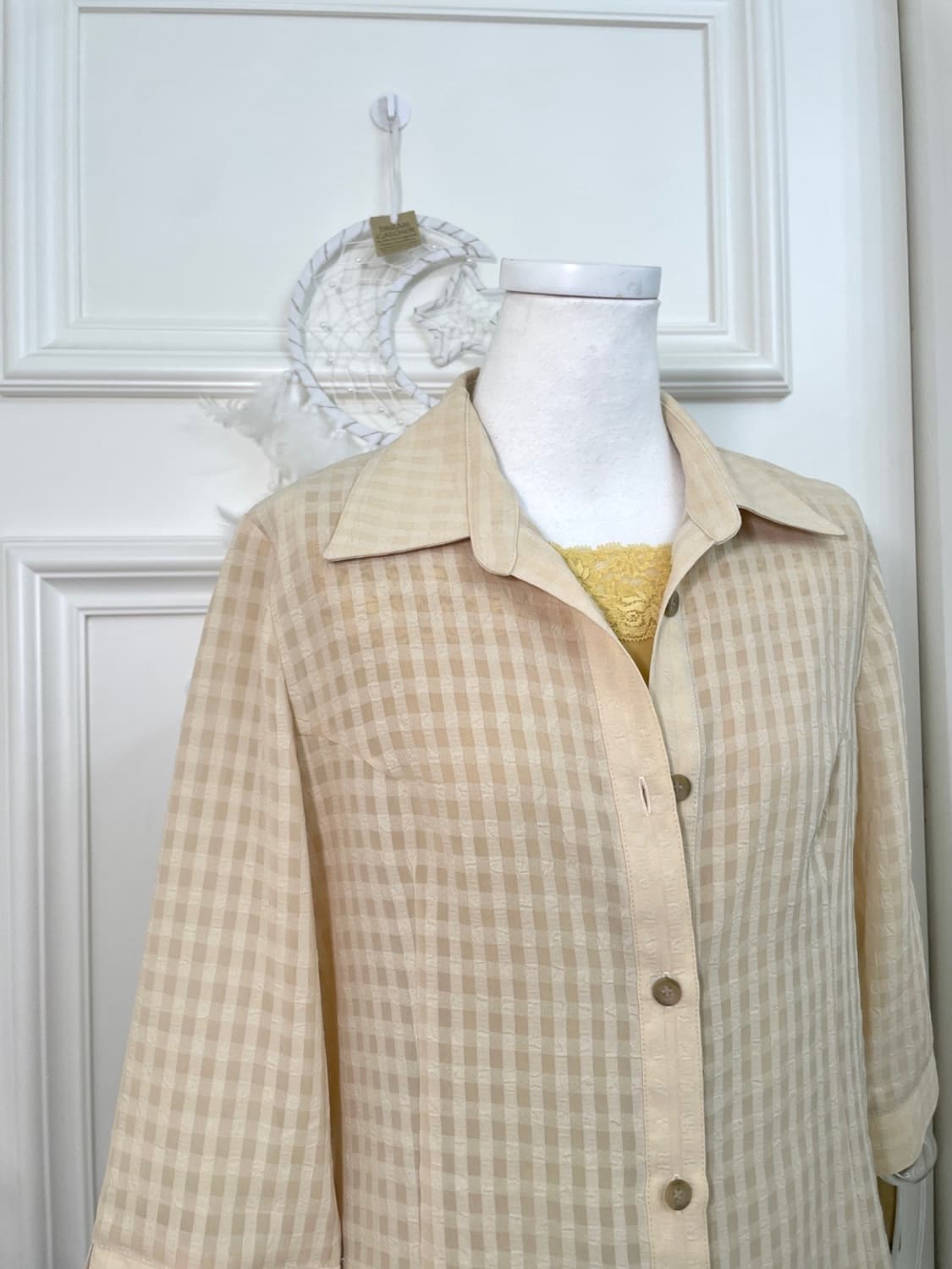 butter yellow check summer jacket(size-M 상품이미지5