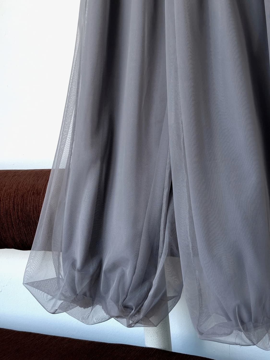 Sheer over fabric layer banded big pants 상품이미지8