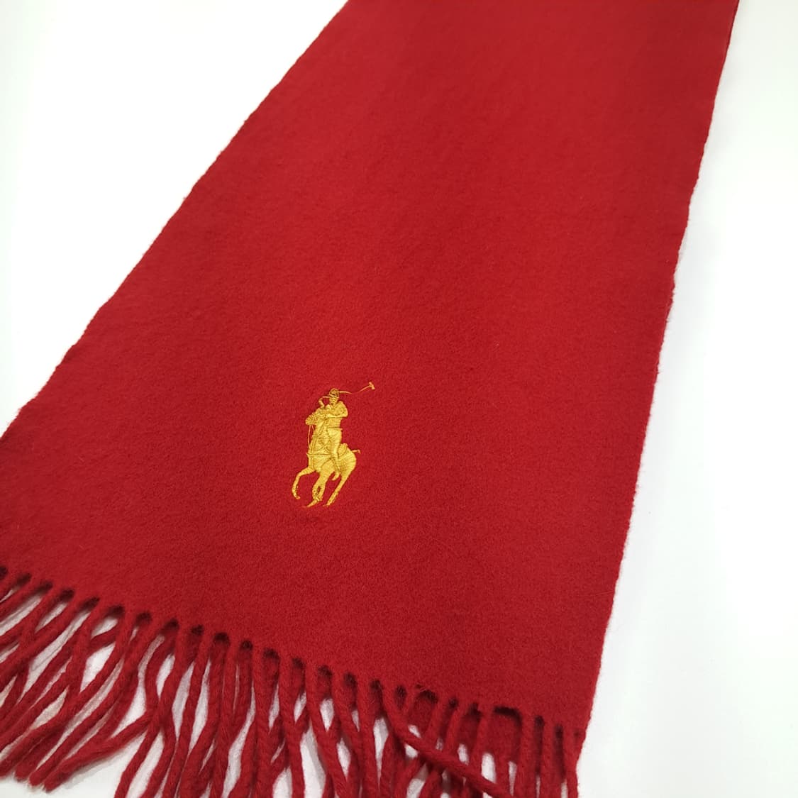MX405 폴로 이태리판 램스울 골드포니 레드 머플러 목도리 상품이미지3