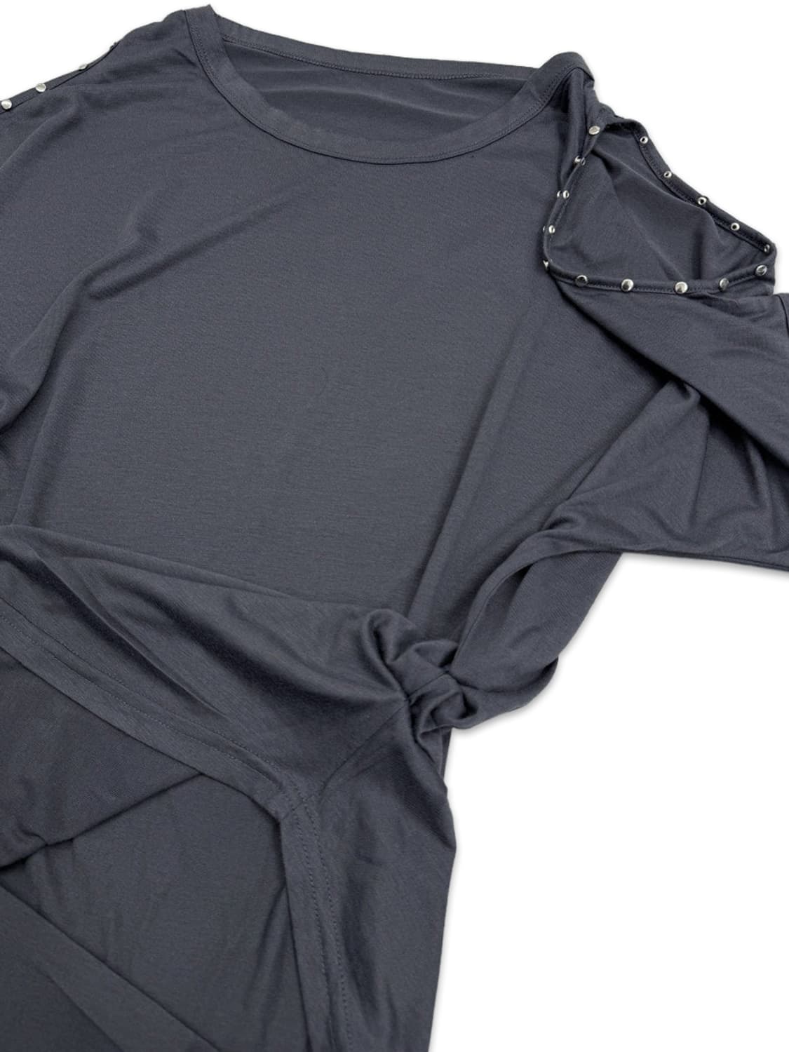 빈티지 그레이 스터드 숄더 셔링 반팔티 상품이미지4