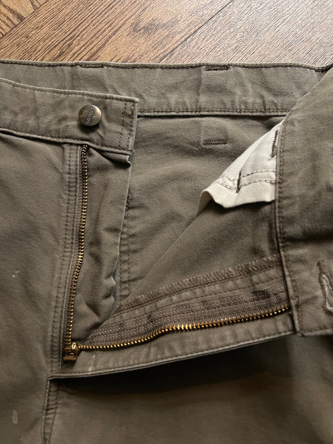 [32]칼하트 USA 더티워싱 라이트브라운 싱글니 카펜터 워크 팬츠 상품이미지3