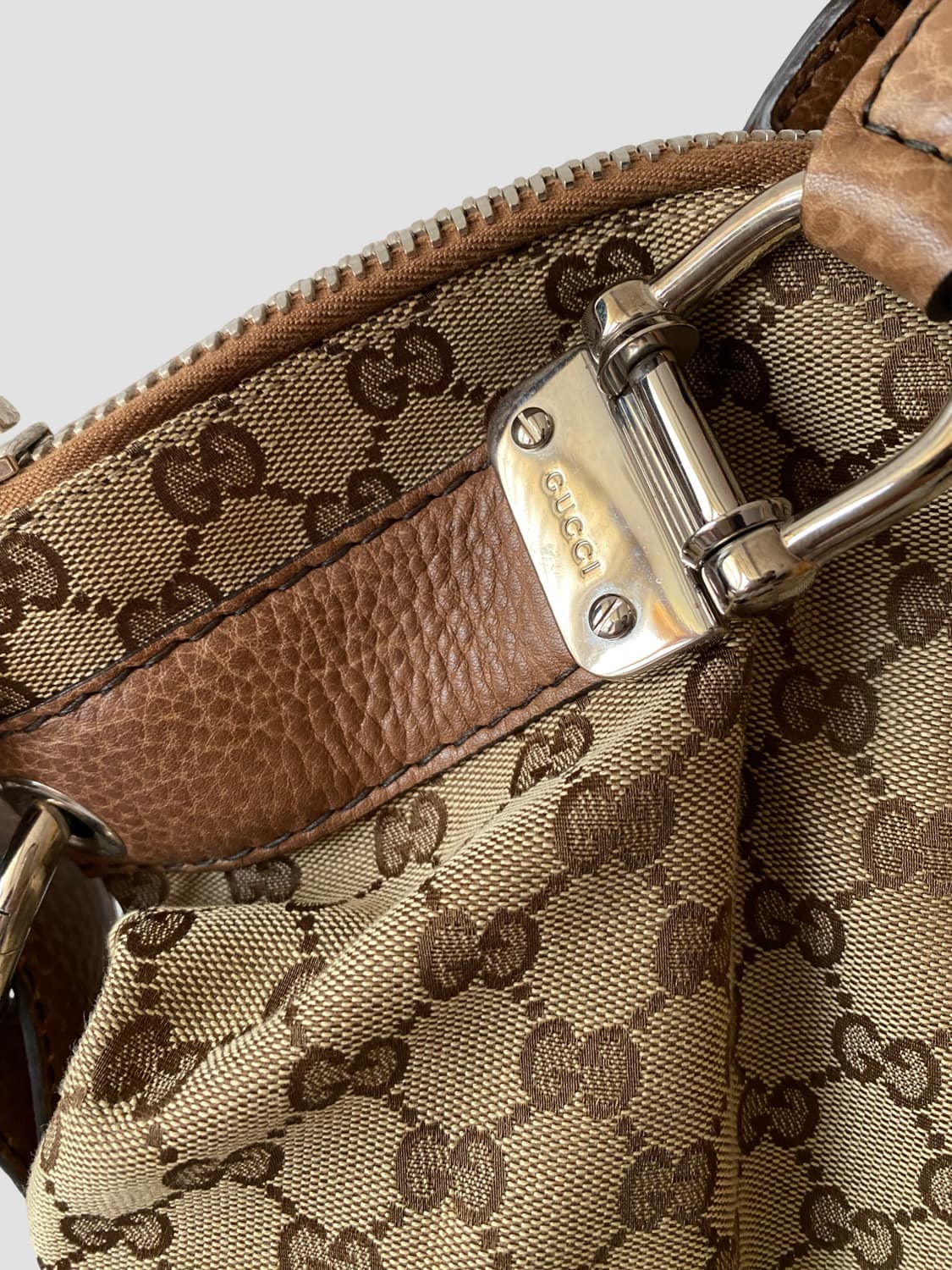 [구찌] 정품 뱀부 바 GG 캔버스 라지 숄더백 상품이미지10