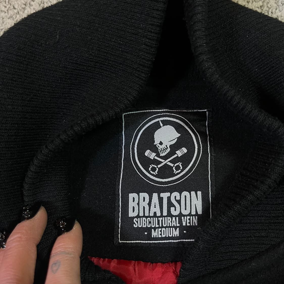 브랫슨 14fw 스컬 빅 패치 울 레더 바시티 자켓 상품이미지5