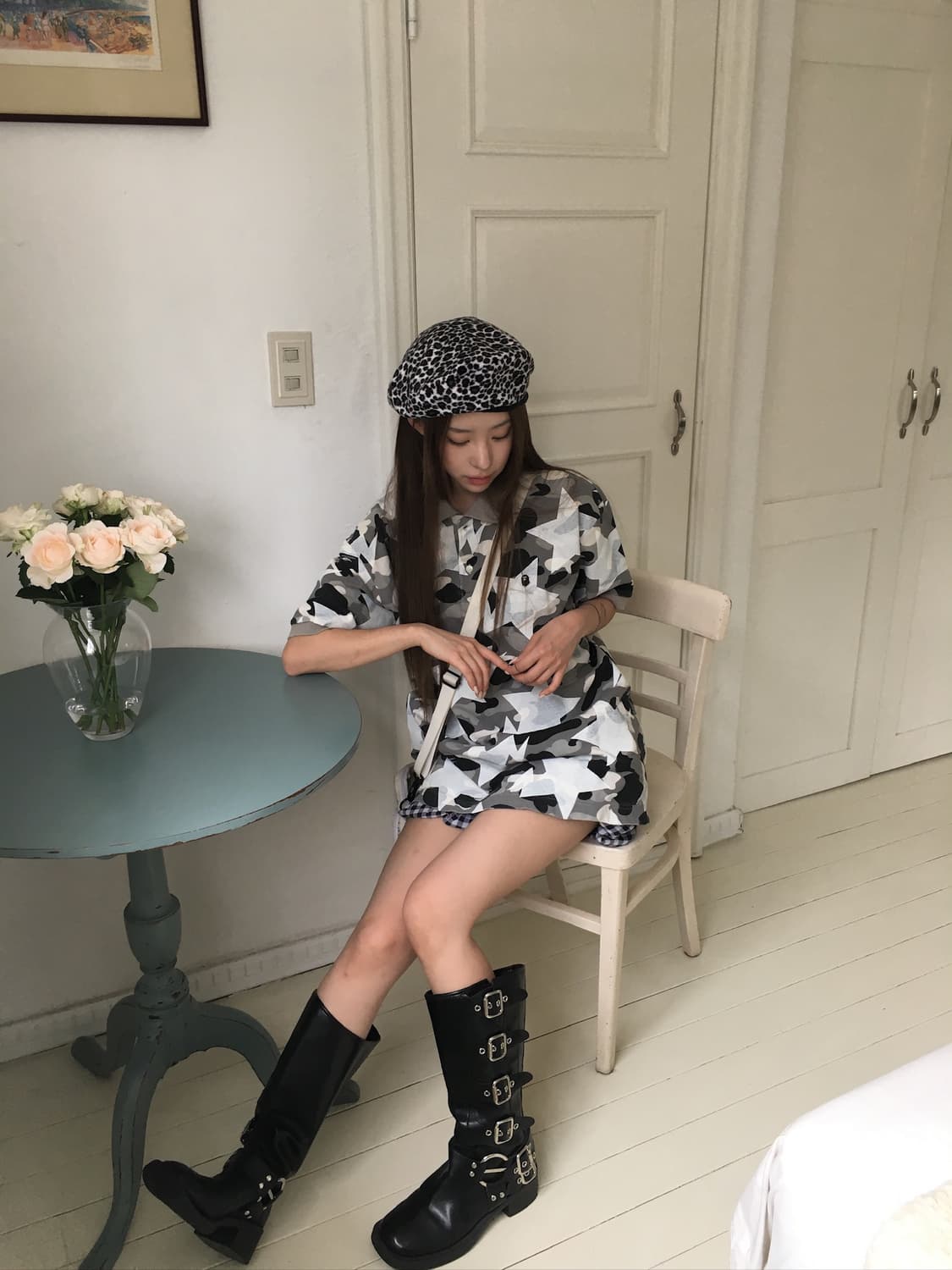 Bape 베이프 회색 카모 스타 티셔츠 상품이미지2