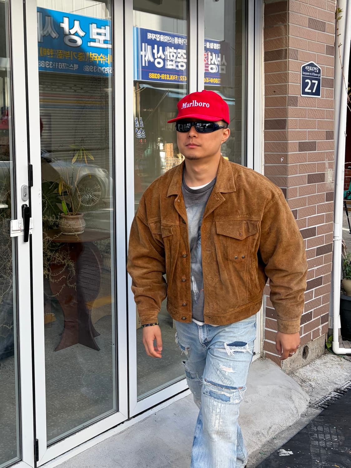 Marlboro logo corduroy trucker cap 상품이미지2