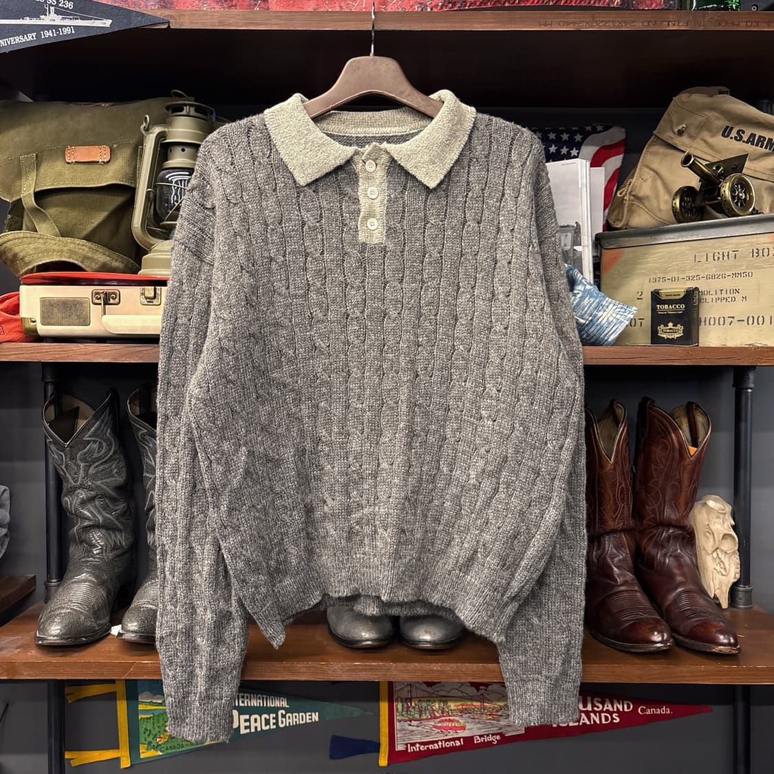 빈티지 보카시 듀얼카라 케이블 니트 스웨터 N161 상품이미지1