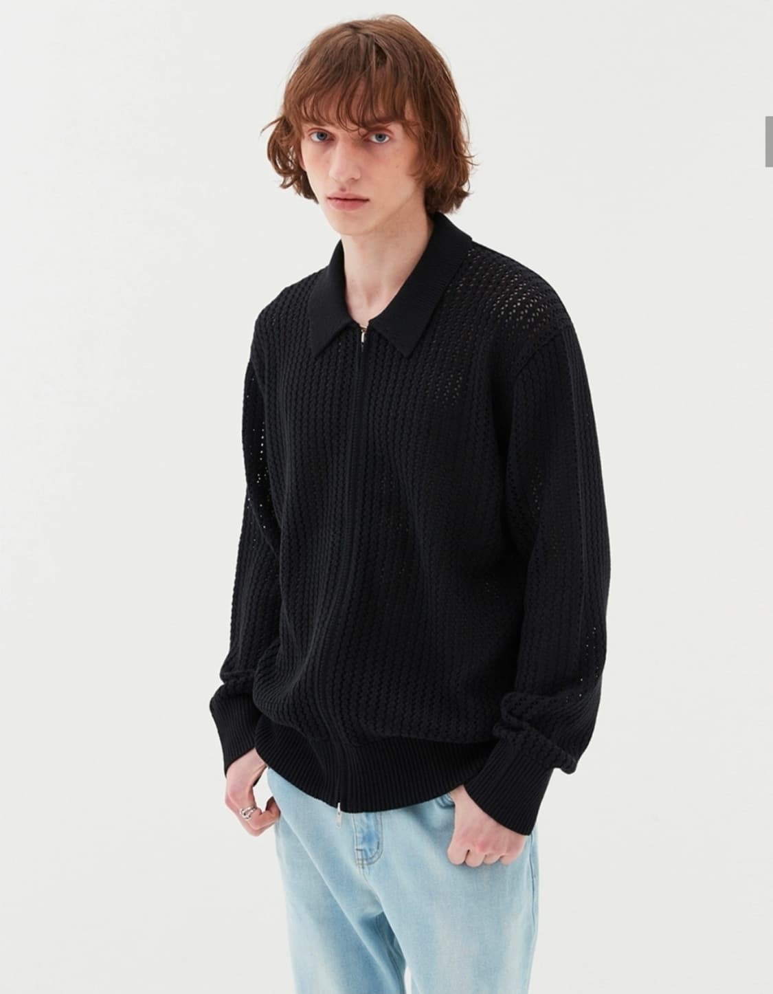 [2] 르마드 스카시 카라 니트 집업 블랙 상품이미지3