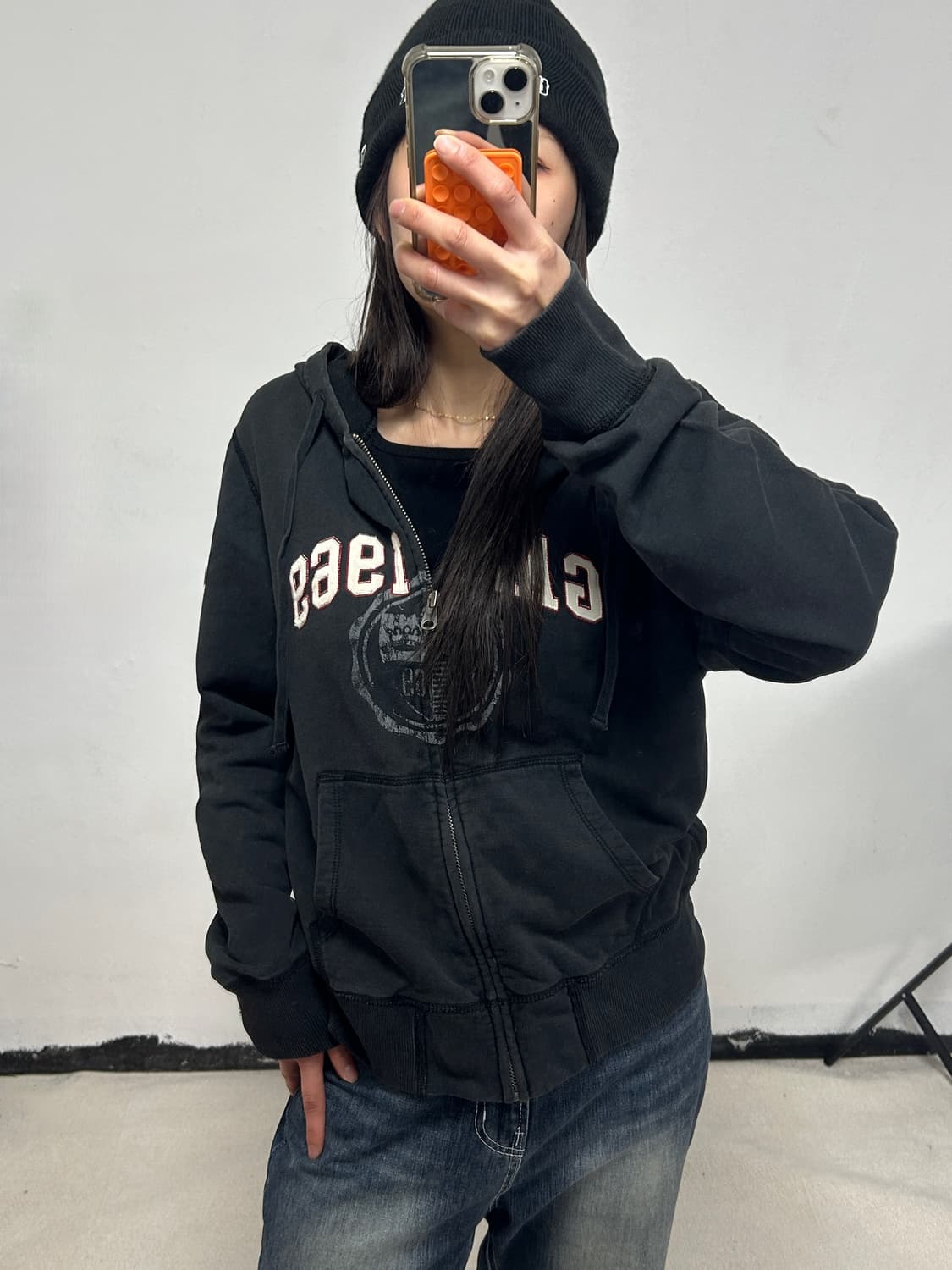 갭 아치로고 후드집업 블랙 상품이미지1