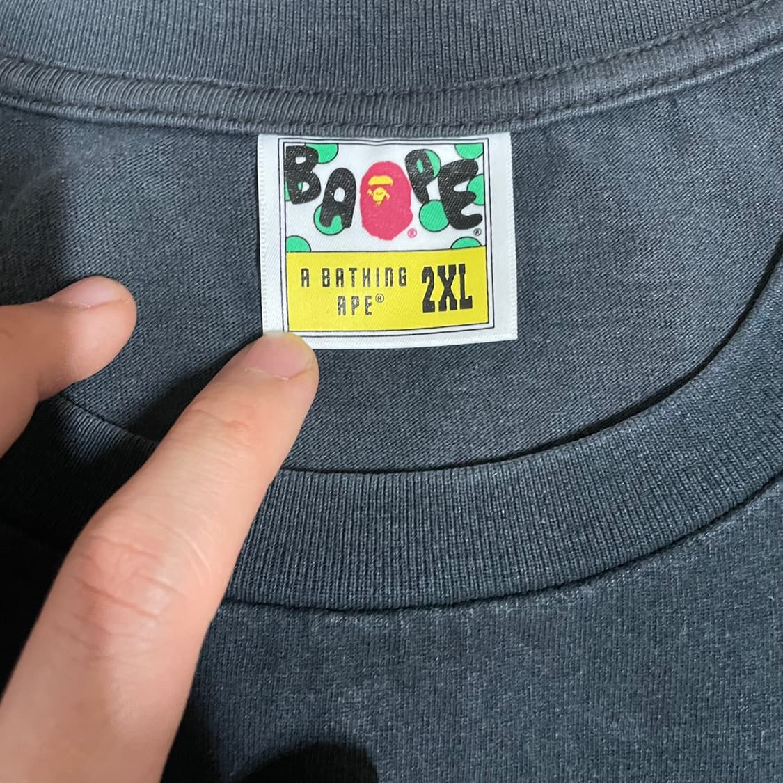 2XL) 베이프 컬러 체크 패턴 로고 반팔 티셔츠 상품이미지3