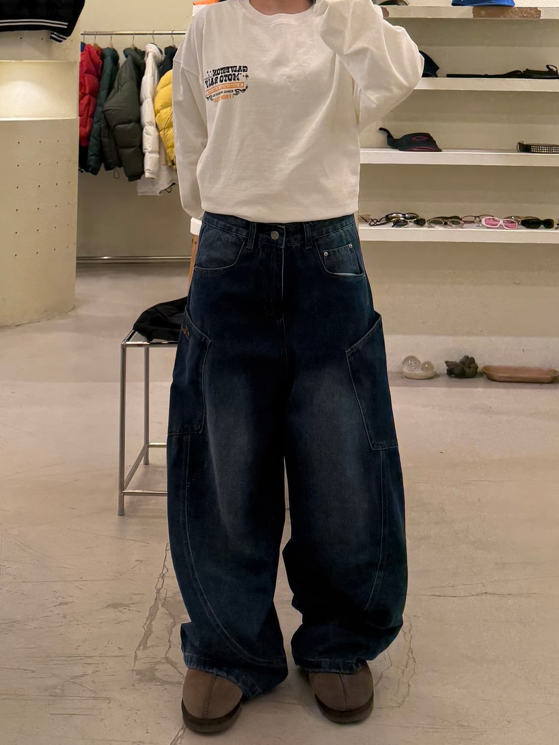 사이드 포켓 와이드 데님 팬츠 U845 상품이미지1