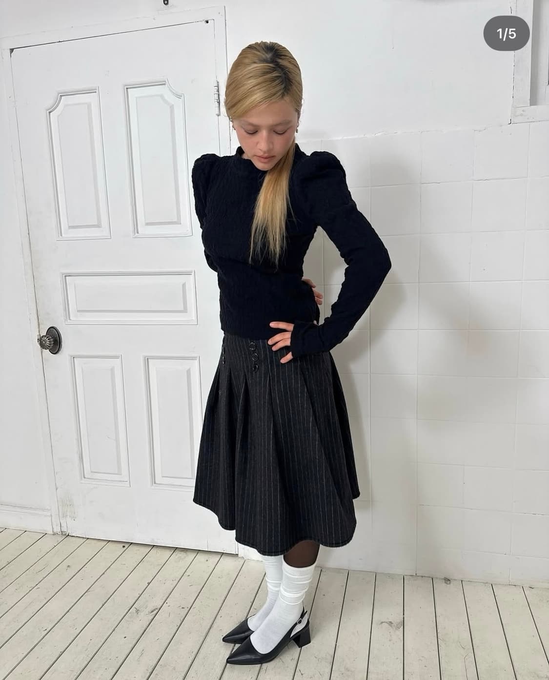 KANARI puff knit -black- 상품이미지1