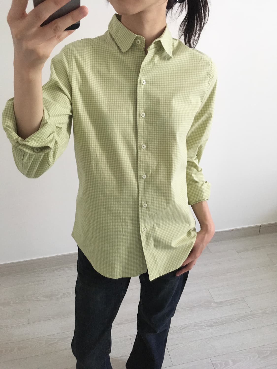 lime check shirt 상품이미지2