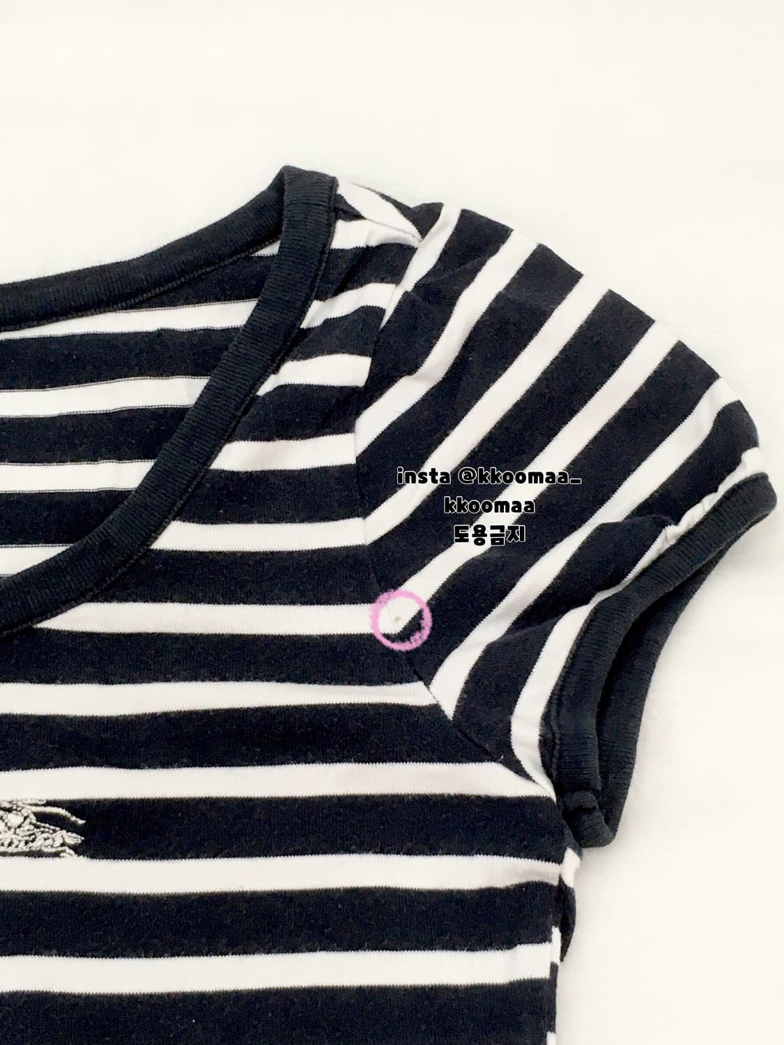 버버리 블루라벨 스프라이트 줄무늬 반팔 티셔츠 상품이미지2