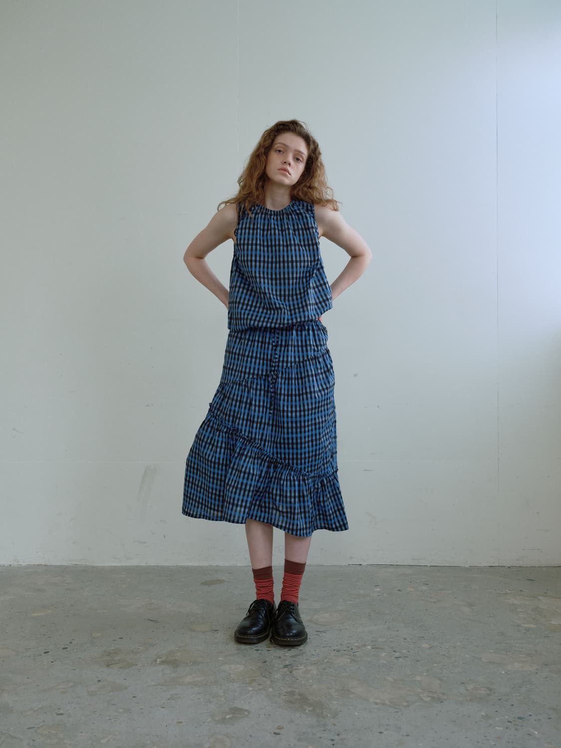 ENZOBLUES 셔링 밴딩 스커트 (Blue) 상품이미지3