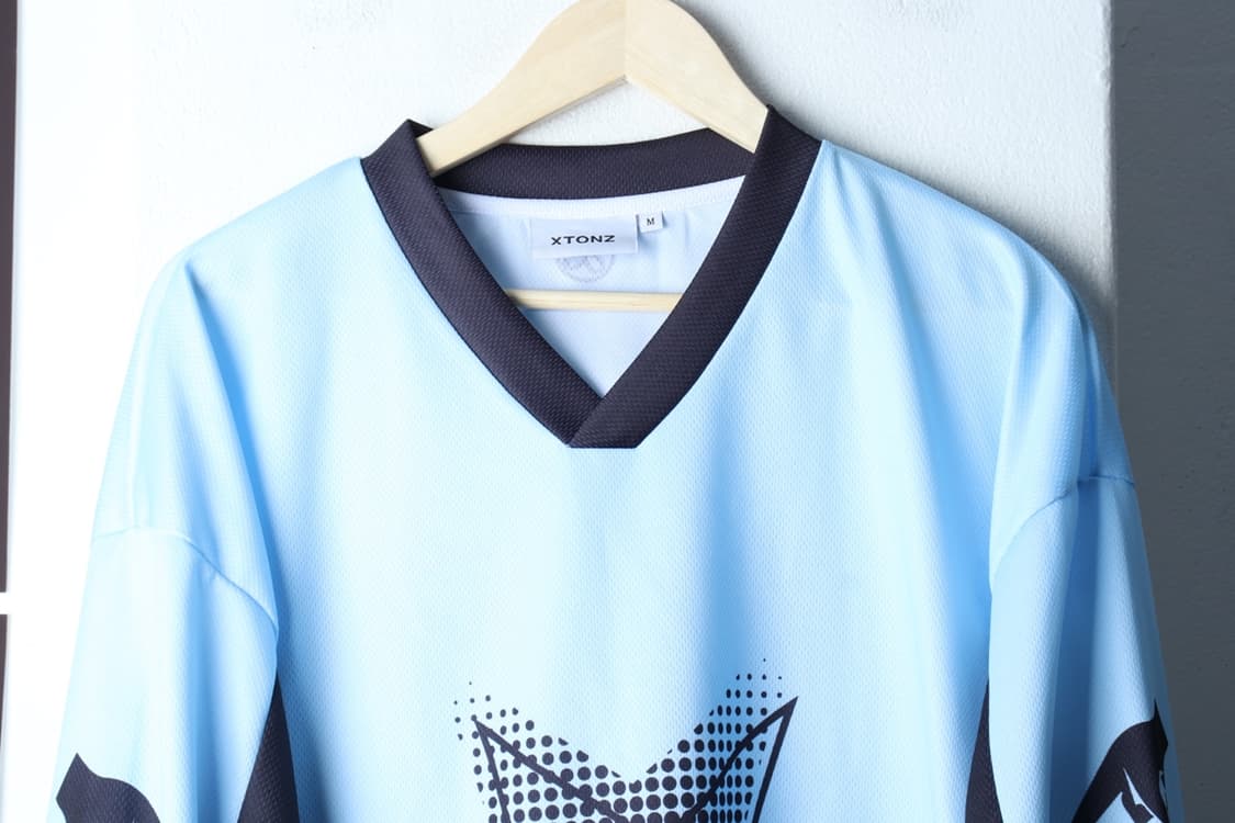 (M-2XL) 엑스톤즈 긴팔티셔츠 풋볼져지 연블루 스트릿-H32520 상품이미지3