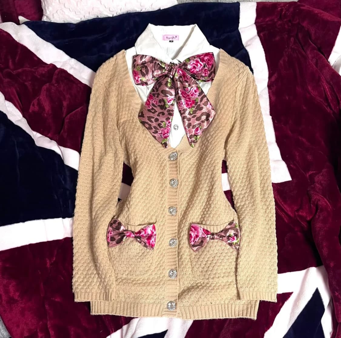 이번주만) ma*rs 마즈 장미 호피 레오파드 코갸루 셋업 히메갸루 리본 상품이미지1