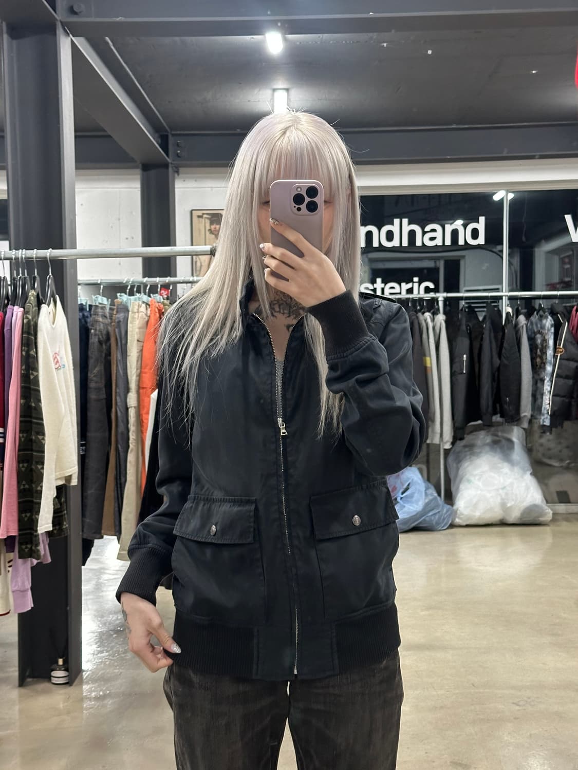 히스테릭 글래머 블랙 블루종 자켓 상품이미지1