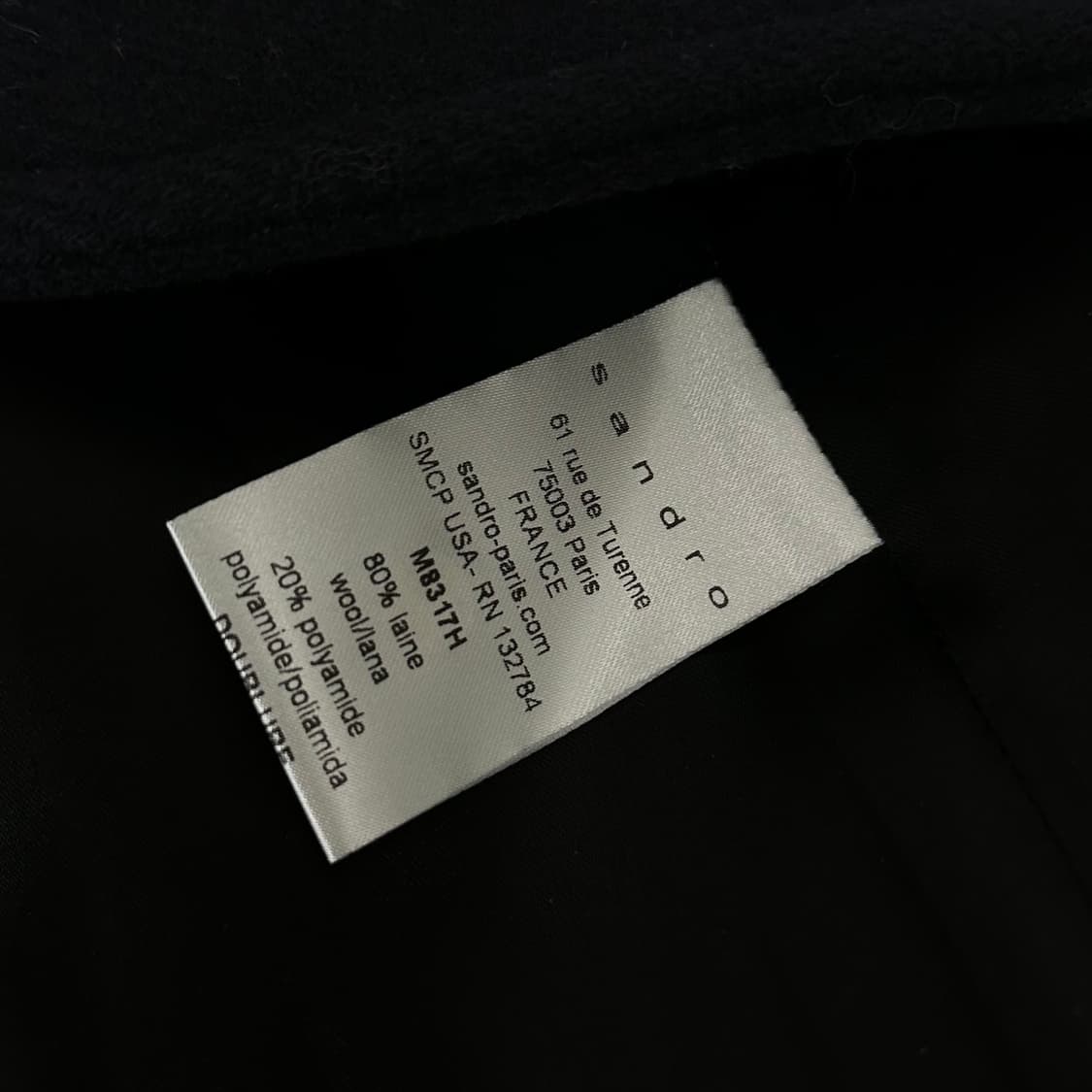 산드로 램스킨 레더 디테일 울 코트 상품이미지8