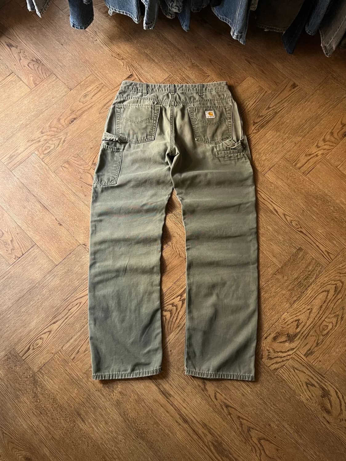 [31]칼하트 USA 더티워싱 모스그린 싱글니 카펜터 워크 팬츠 상품이미지1