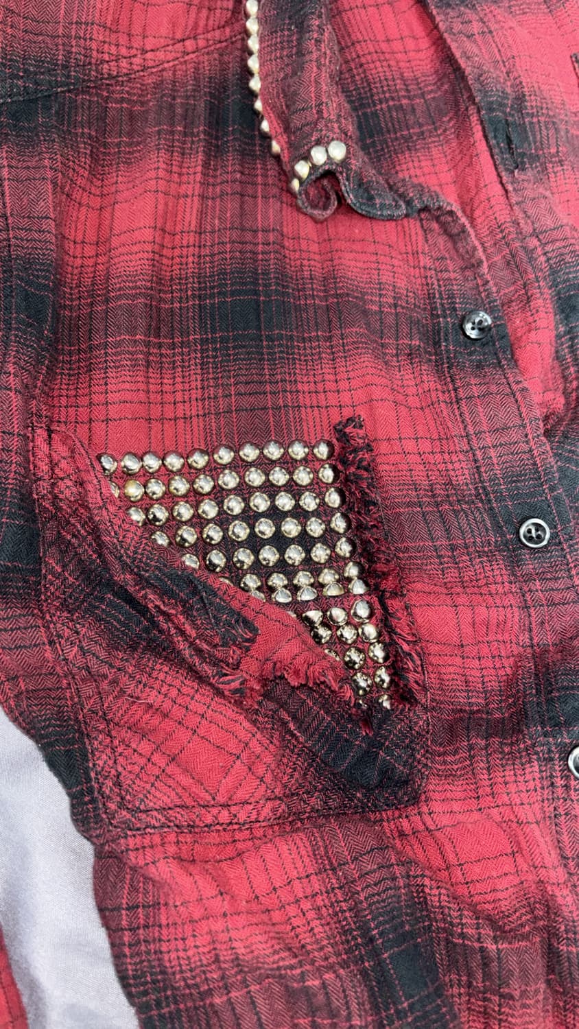 Zac vargas 잭 바르가스 스터드 스터드 체크셔츠 m사이즈 상품이미지2