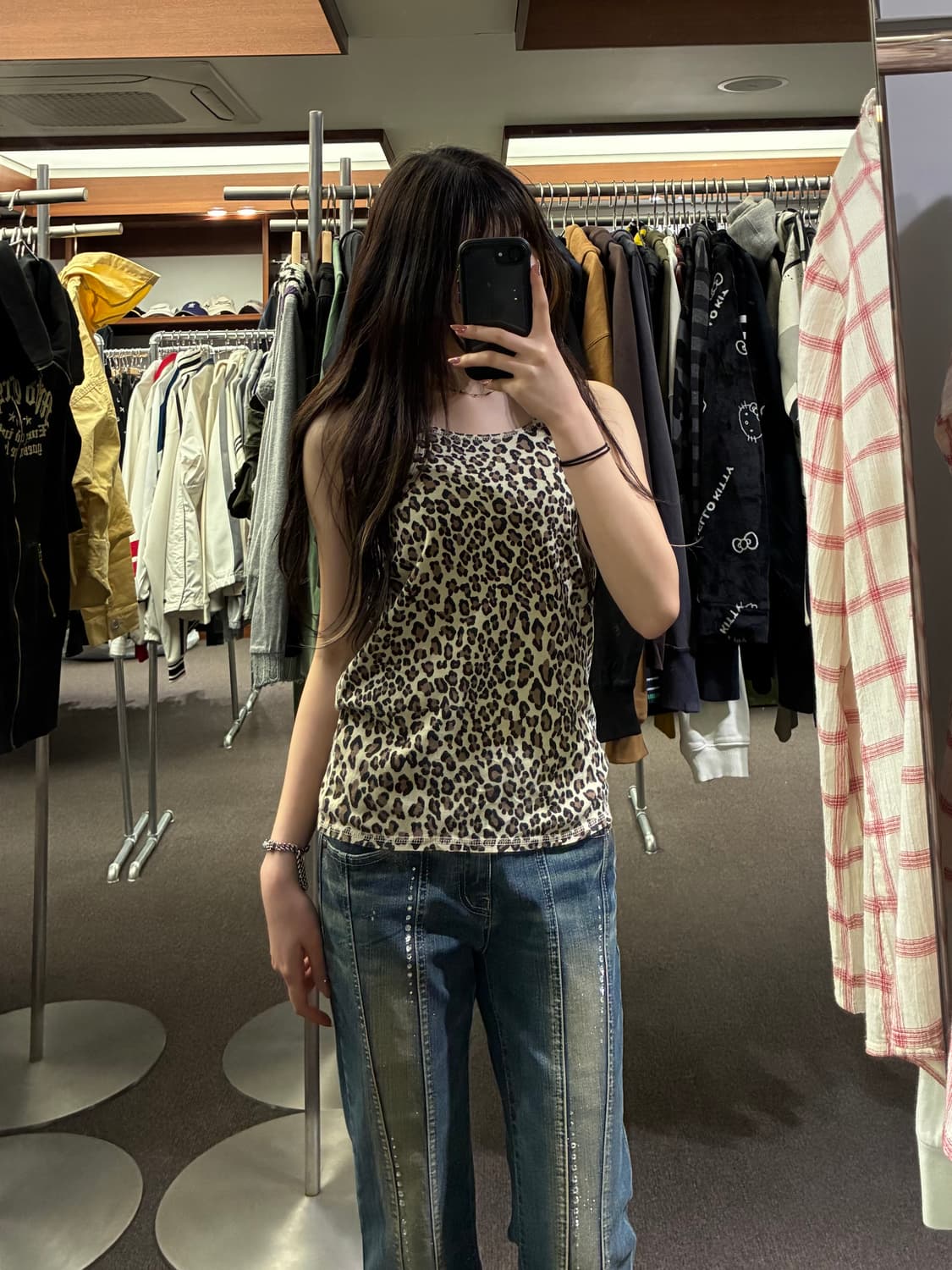 M)Lowrys Farm 빈티지 여성 레오파드 슬리브리스 상품이미지1