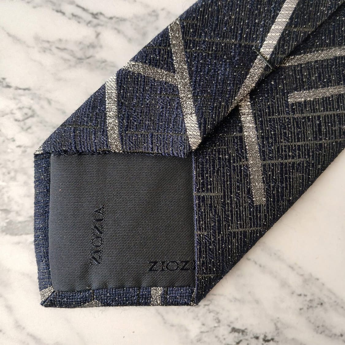 ZIOZIA 지오지아 넥타이 네이비 패턴 S~A+등급 E895
 상품이미지8