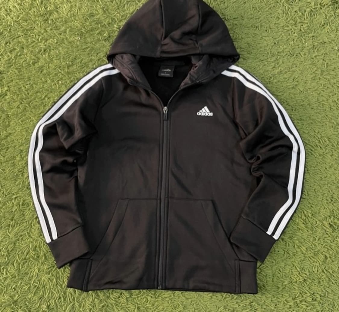 아디다스 블랙 트랙탑 후드 여자 져지집업 90/S 상품이미지1