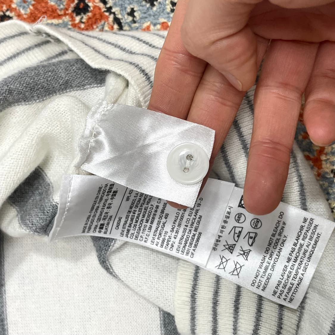 리바이스 그레이 스트라이프 와이넥 가디건 여성S 상품이미지5