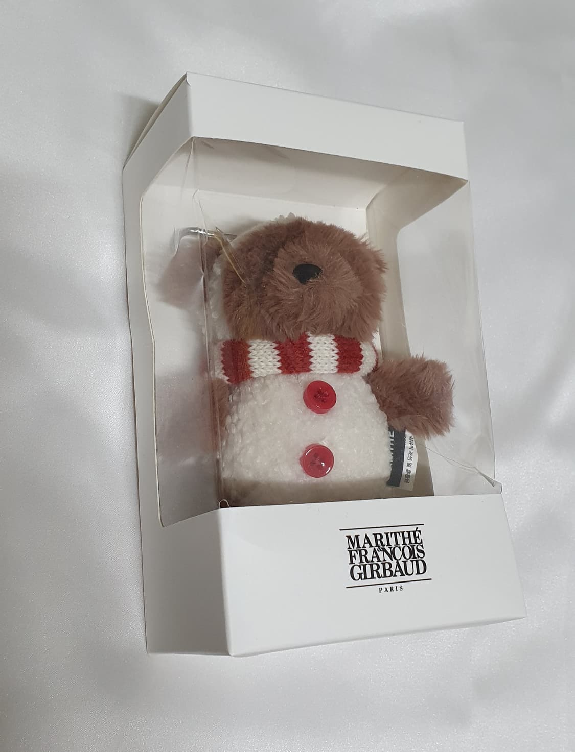 브라운 화이트 레드 곰돌이 목도리 단추 마리떼 프랑소와 저버 키링  상품이미지1