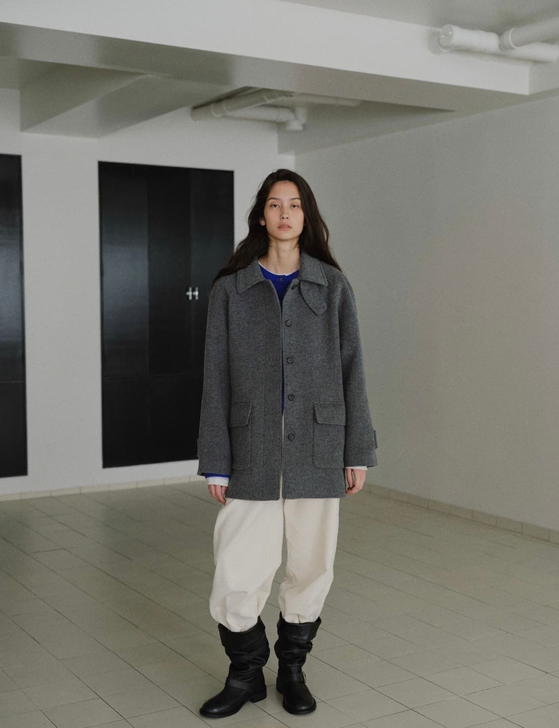 블루브릭 클래식 울 하프 코트 상품이미지1