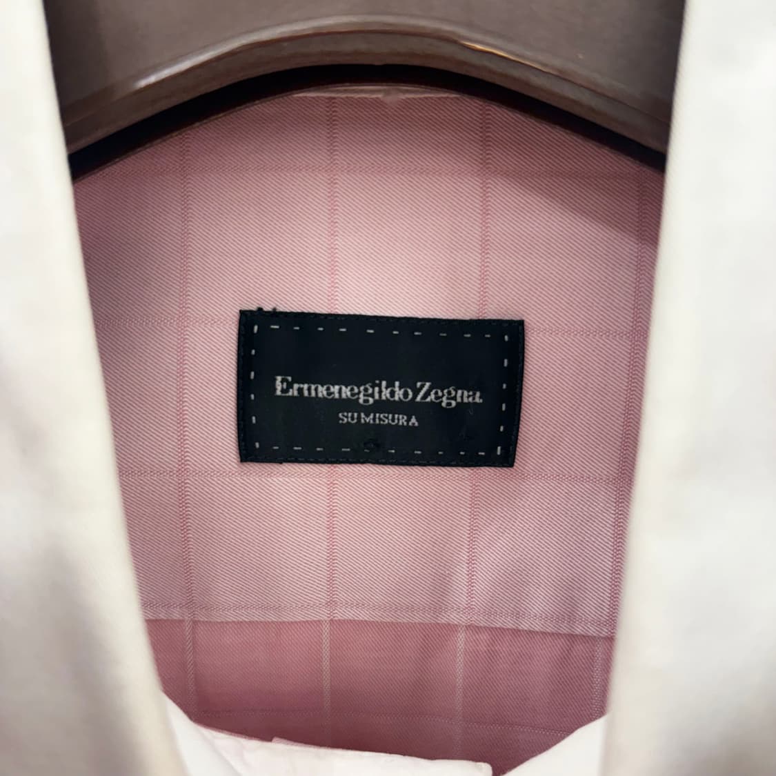  에르메네질도 제냐 코튼 셔츠 톤온톤 체크 패턴 화이트 커프 디테일 핑크 상품이미지8