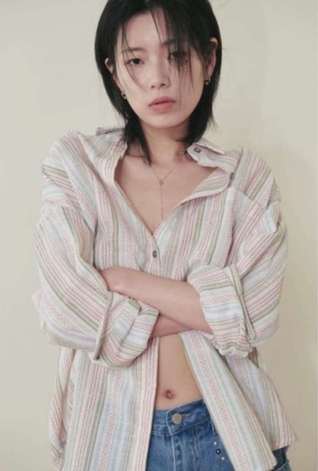 플리즈프로젝트 린넨 스트라이프 셔츠 상품이미지1