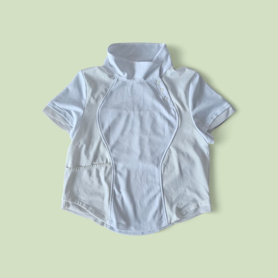 1회착. 오호스 Ojos 사이드 넥 카라티 반팔 티셔츠 화이트  상품이미지1