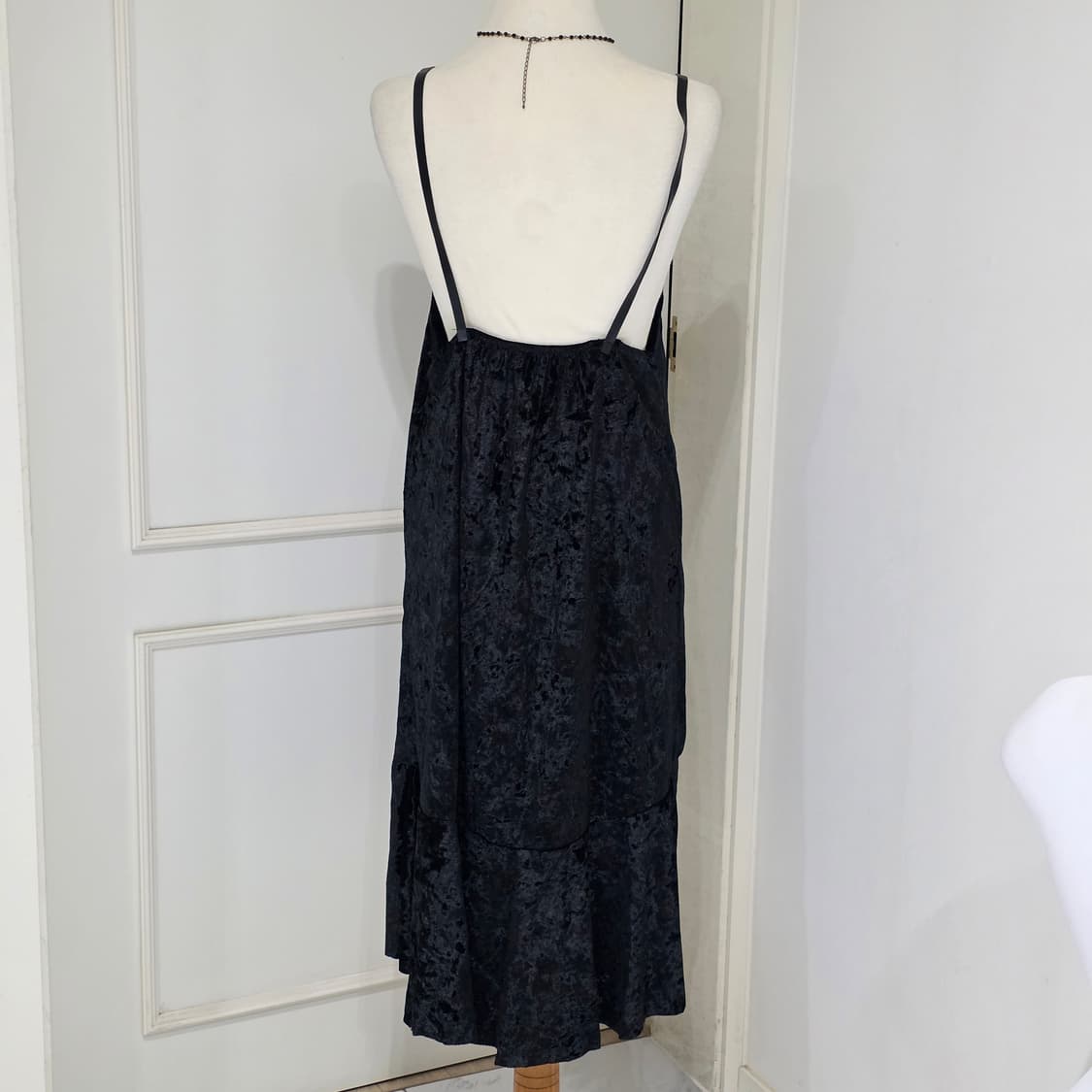 오리엔탈 빈티지)블랙네이비 모리걸 고딕레이어드 블라우스+벨벳원피스코디세트 상품이미지5