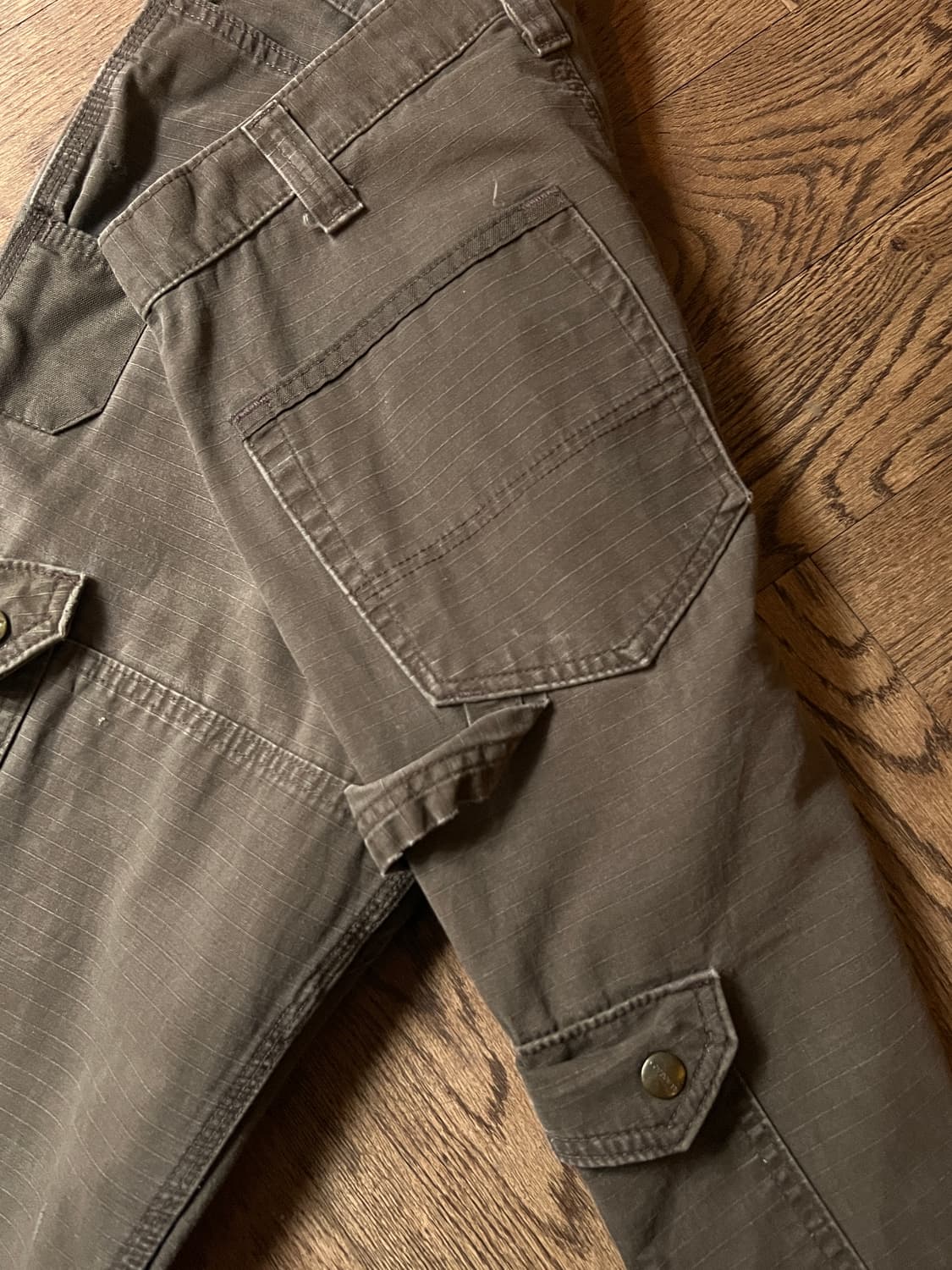 [32]칼하트 USA 더티워싱 다크커피 립스탑 더블니 워크 카고 팬츠 상품이미지6