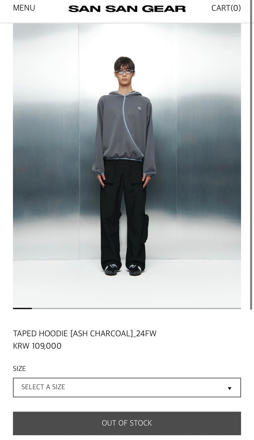 산산기어 TAPED HOODIE 24FW 챠콜 3Size 상품이미지1