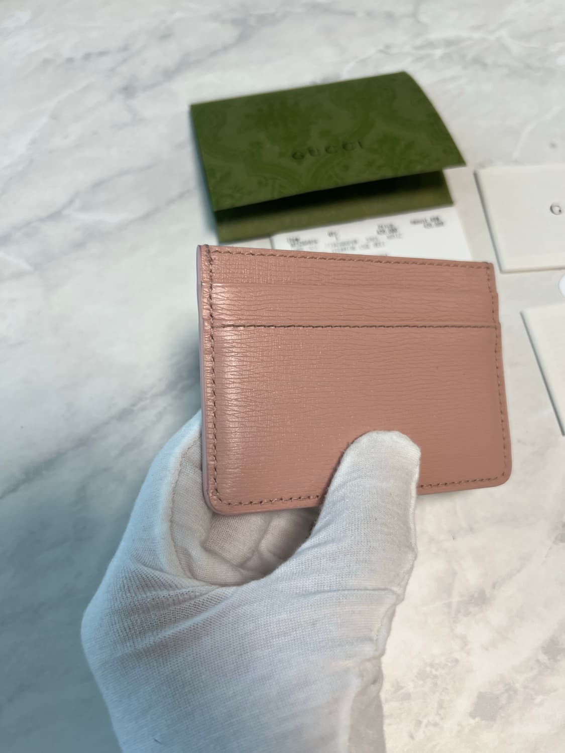 구찌 스크립트 라이트 레더 카드지갑 핑크 상품이미지7