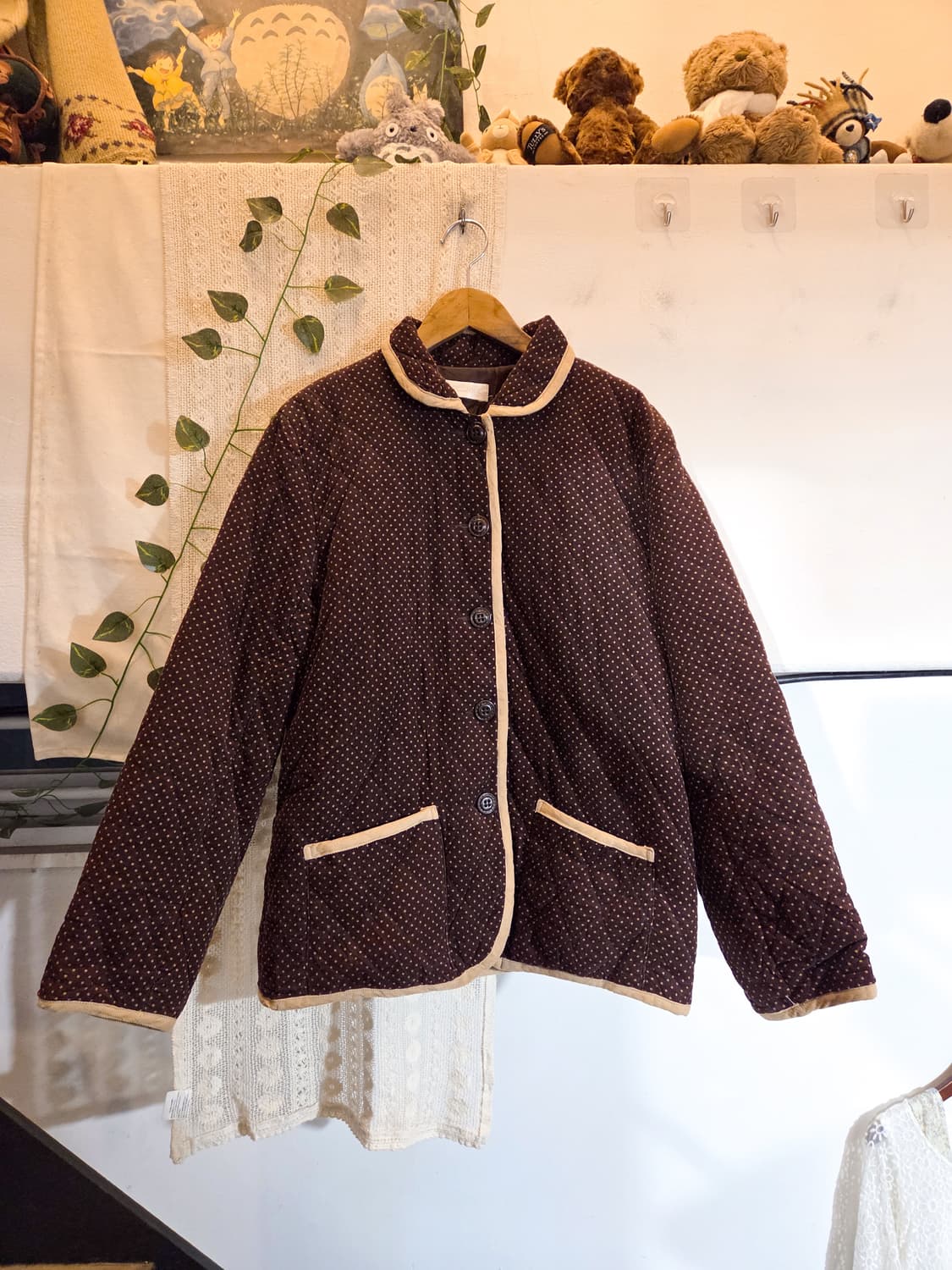 코듀로이 도트 누빔 경량 패딩 상품이미지1