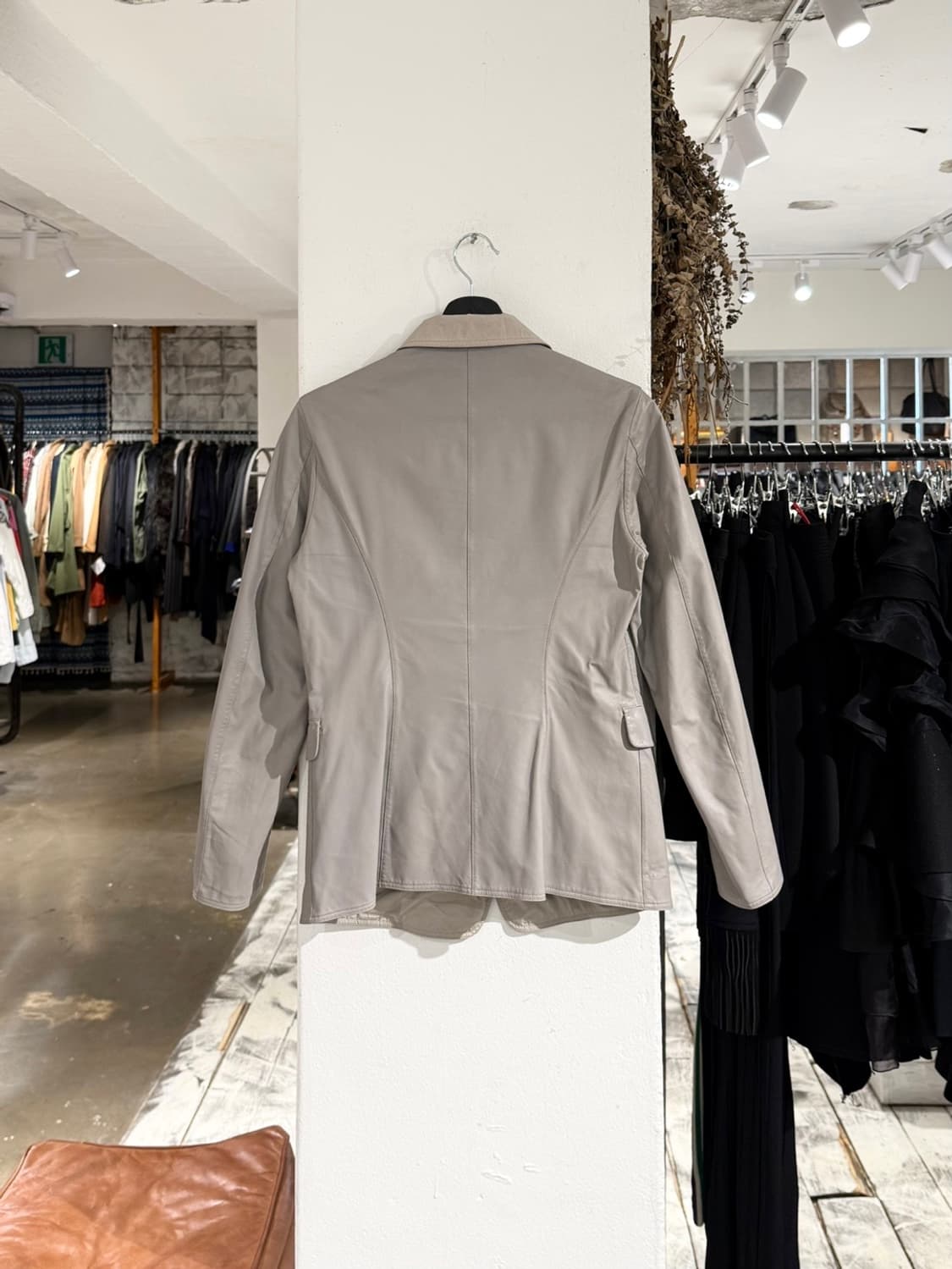 질샌더 라이트그레이 레더 싱글 카라 자켓 상품이미지6