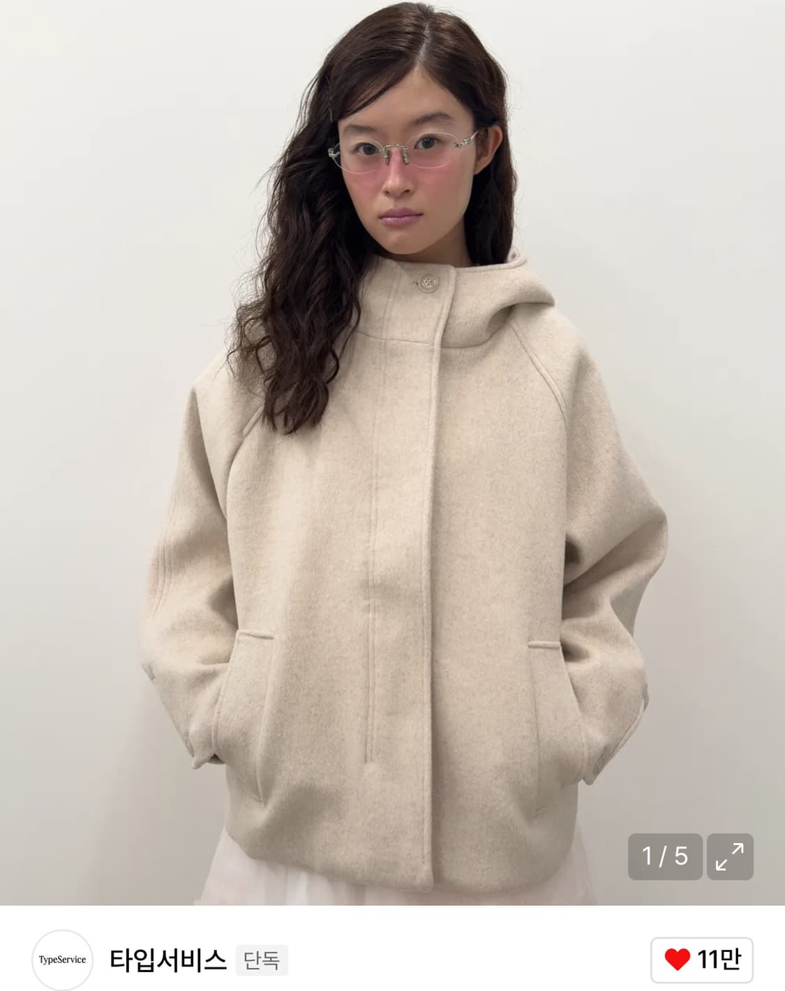 타입서비스 후드 하프코트 오트밀 (택포) 상품이미지1