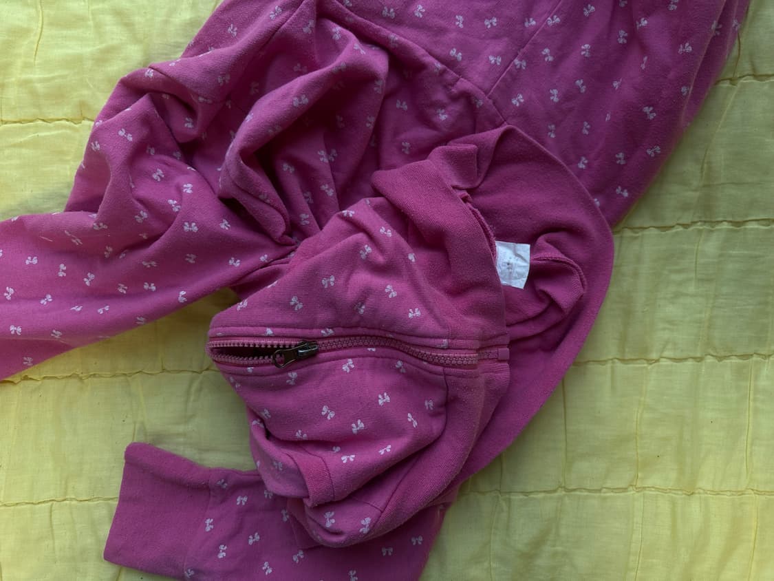 리본 도트 패턴 로프 후드 집업 코튼 큐티 갸루 스타일 상품이미지3