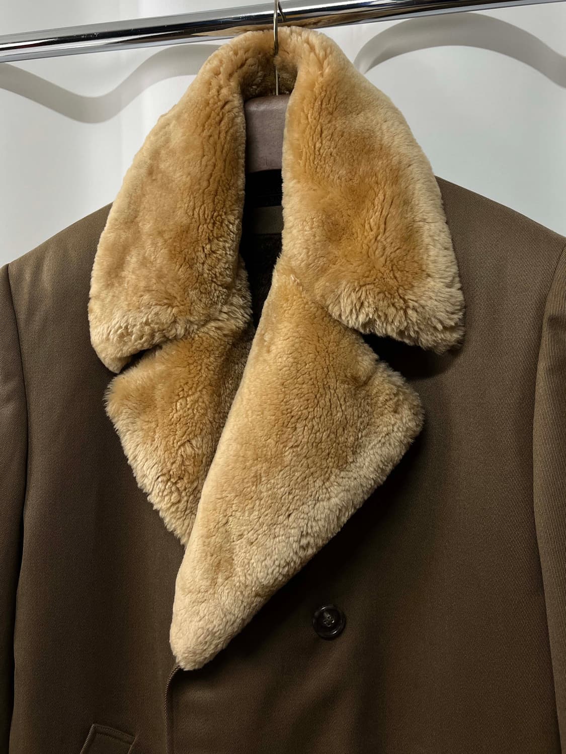 90's 폴로 랄프로렌 시어링 브라운 오피서 더블 브레스티드 코트 자켓 상품이미지5