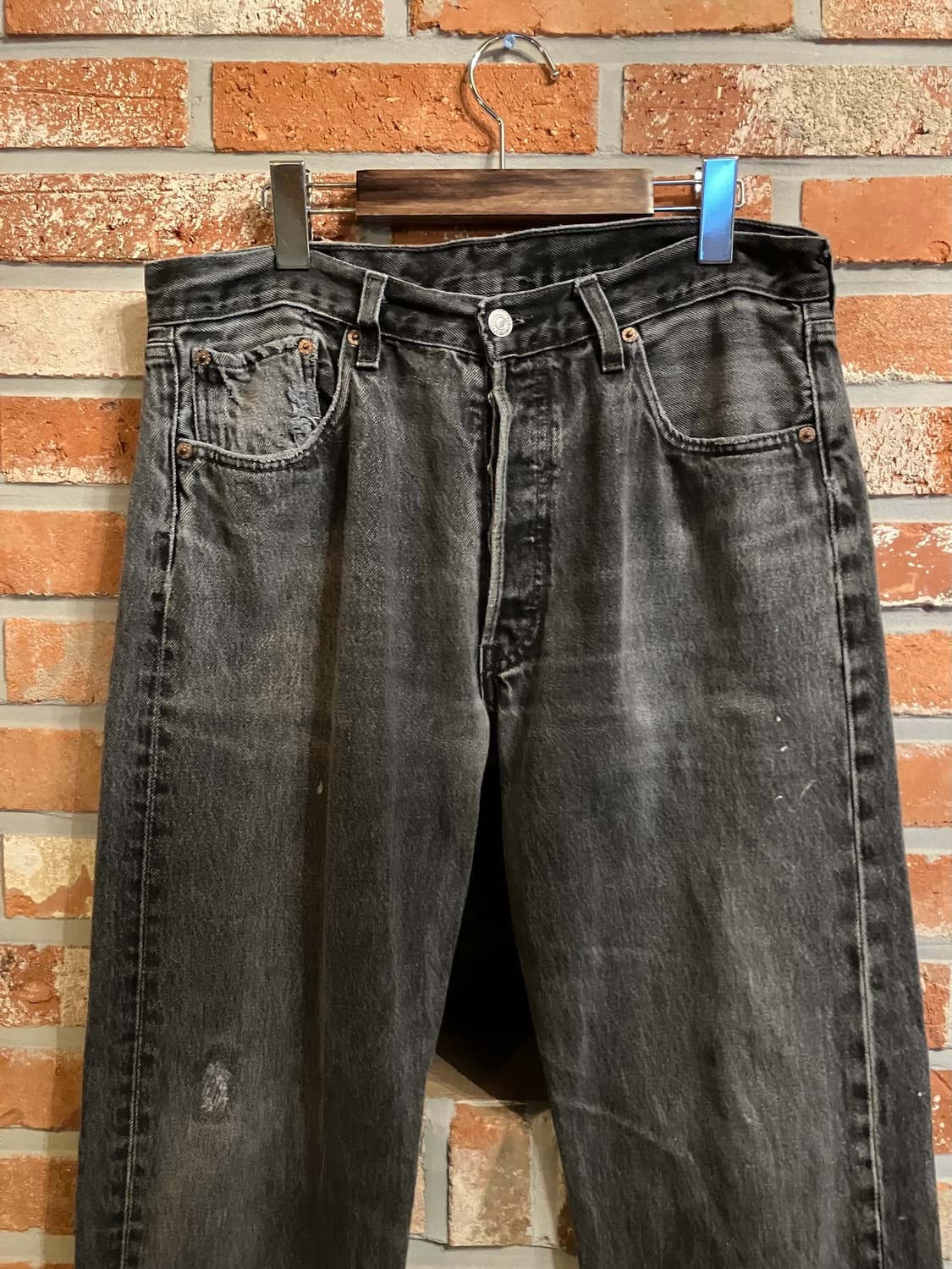 90s USA 빈티지 리바이스 501 0660 블랙진 흑청 데님 팬츠 상품이미지3