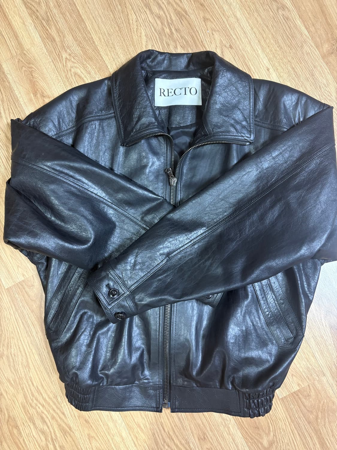 렉토 25ss 빈티지 크랙 하이넥 레더 자켓 S 상품이미지4