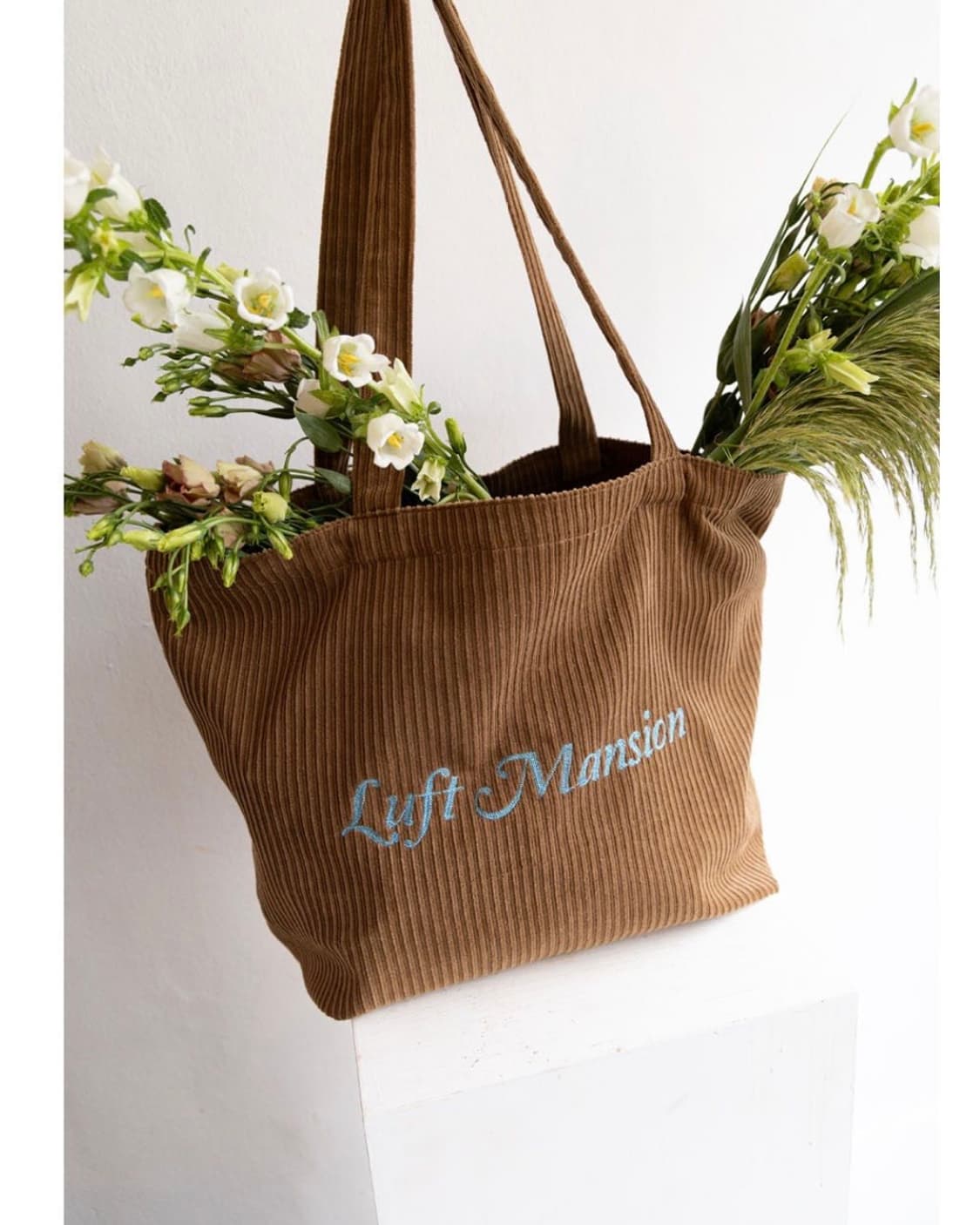 루프트맨션 코듀로이 가방 코듀로이 토트백 브라운 스카이블루 상품이미지3