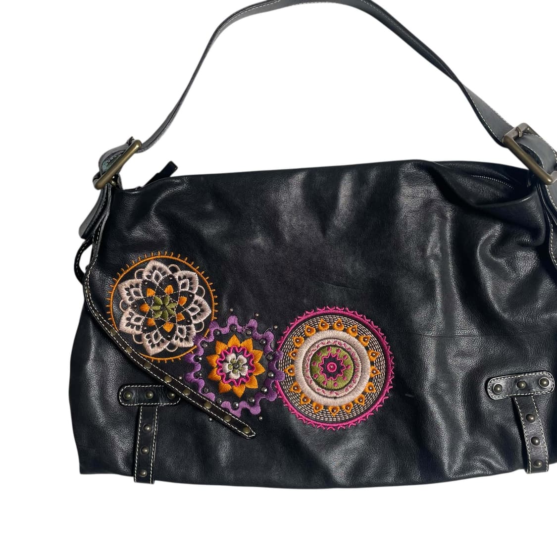 Gianni chiarini 꽃 자수 레더 백 (italy)   상품이미지2