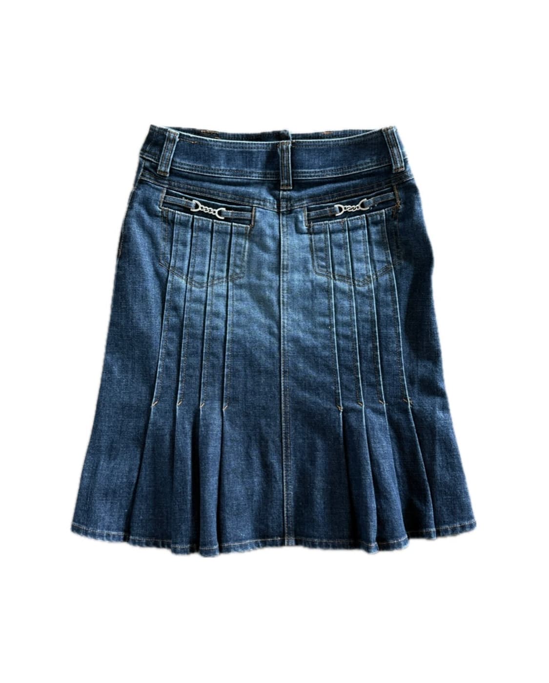 체인 포인트 미디 데님스커트 상품이미지1