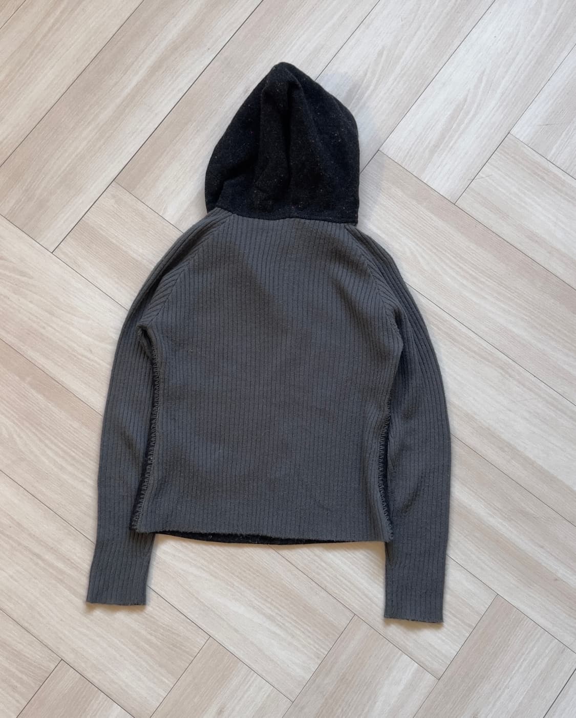 [RICH NOBLE] raglan knit half hoodie zip 상품이미지5